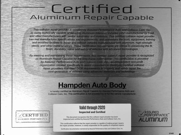
Certified Aluminum Repair Capable